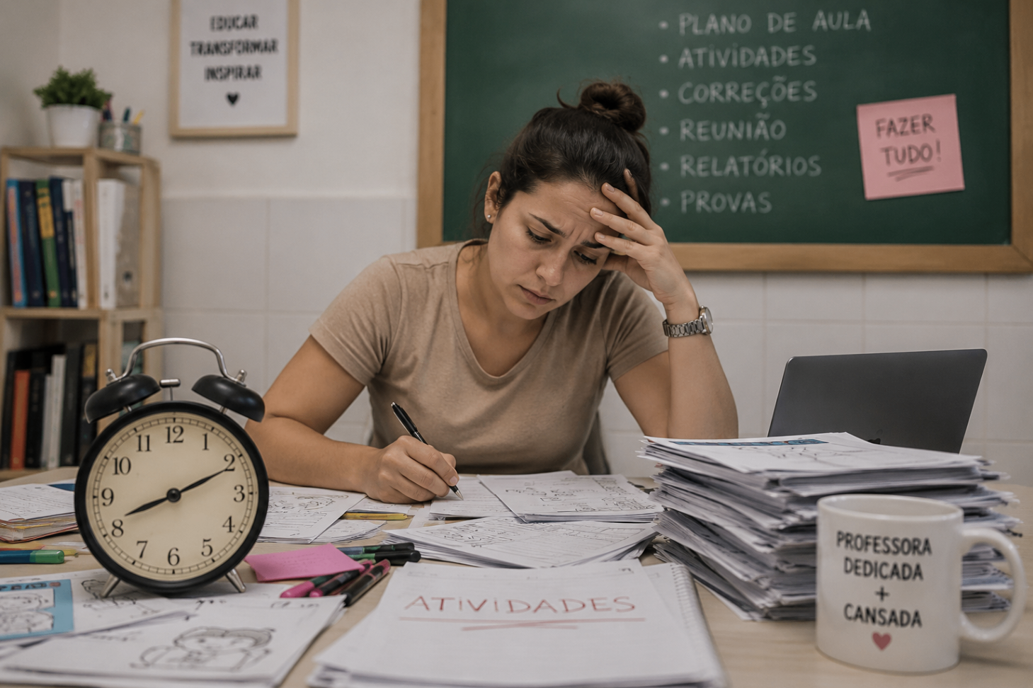 Falta de tempo para preparar aulas